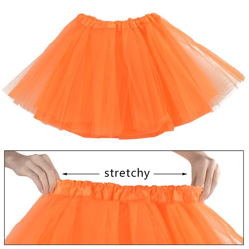 jiebor 80s Costume Accessories for Girls Tutu Skirt Leg Warmers Fishnet Gloves Shutter Glass Headband Necklace Orange - Image 2